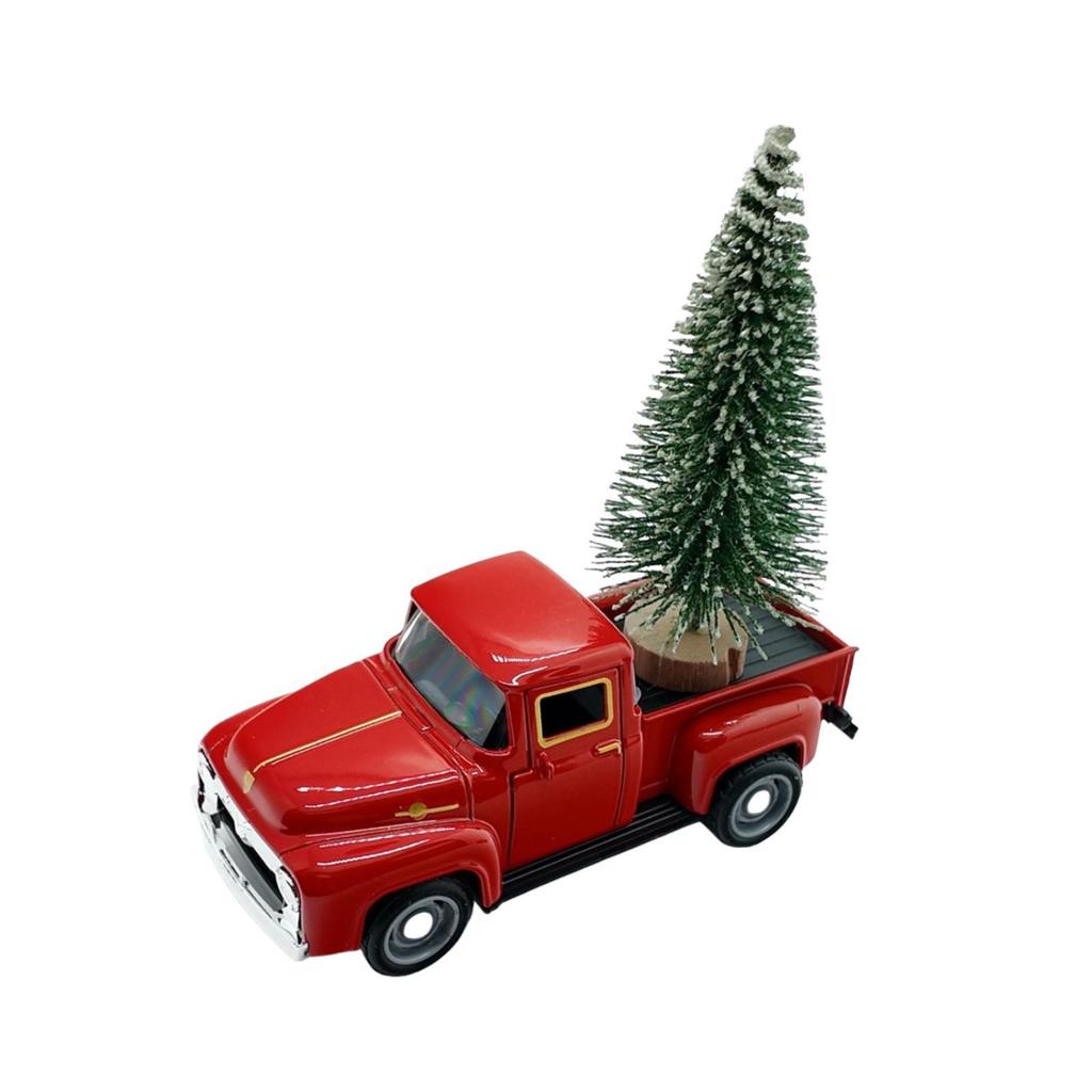 Truck Christmas Tree Statue Christmas Figurine Indoor for Home Decor Collectible Living Room Cabinet Housewarming Desk Ornament