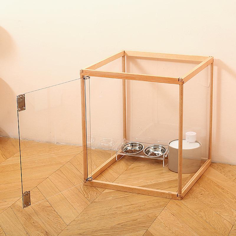 Indoor Solid Wood Dog Fence: Transparent, Freestanding, and Adjustable for Training and Pet Safety