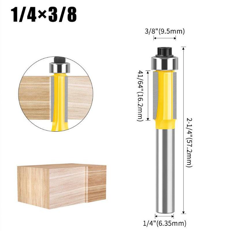 Three-edge Trimming Router Bit Woodworking Router Trimming Machine Milling Cutter Copying Slot Trimming Cutter 6mm 1/4inch shank