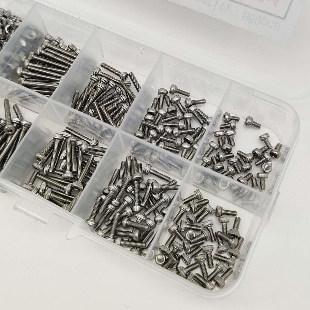 304 Stainless Steel M2 Hex Socket Cylindrical Head Screws, 660pcs Box.