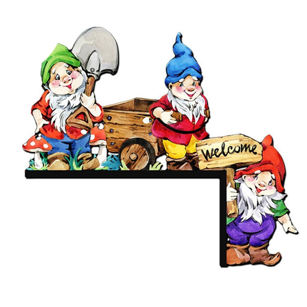 Mehrfarbige Oster-Türkeneckenaufkleber Holz Hase Ei Türrahmen Aufkleber Ornament Cartoon Hase Elch Wandaufkleber