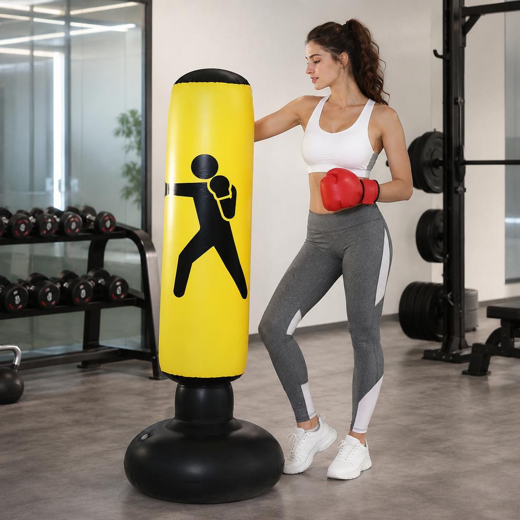 Freestanding Inflatable Punching Bag with Wide Base, Bounce Back Boxing Target for Home Gym Fitness Training and Stress Relief