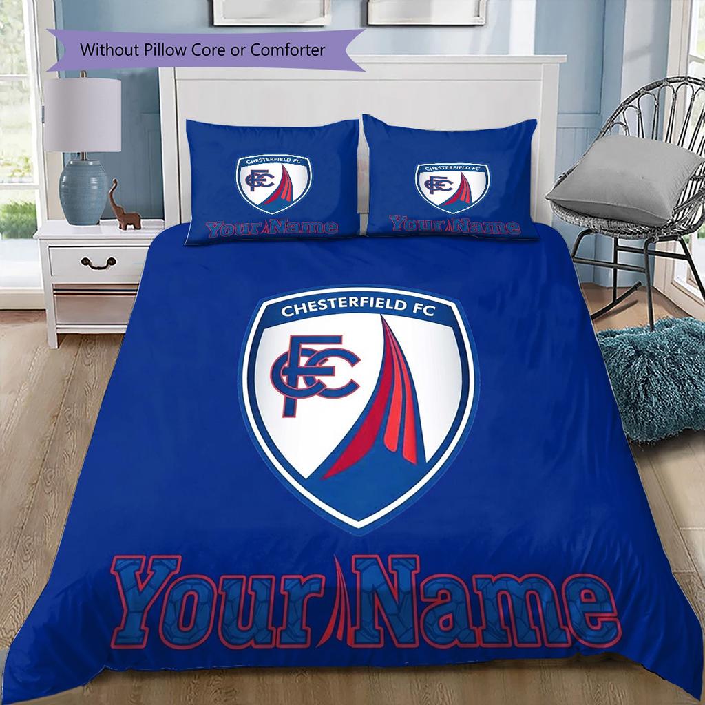Chesterfield Fc Crest Custom Name Pattern Bedding Quilt Set Quilt Cover Pillowcase Home Birthday Gift(1 * duvet cover + 2 * pillowcase, without core)