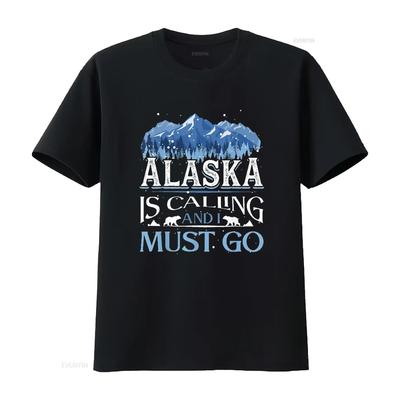 Mens Alaska Lovers Alaskans Is Calling And I Must Go T Shirt Black Vintage Washed Stretched Ver