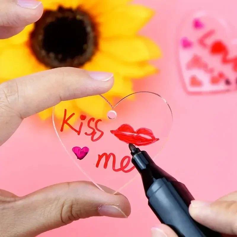 Bulk Blank Acrylic Heart Ornaments Clear Transparent Hanging Pendants with Hole for Valentine's Day Wedding Decorations