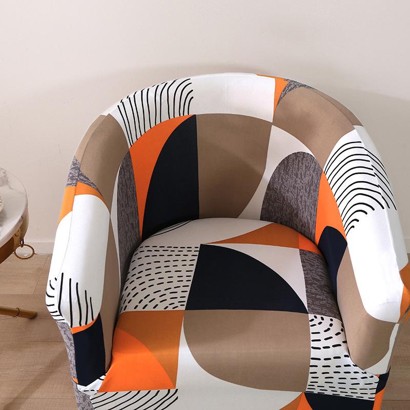 Elastic Printed Semi-circular Sofa Cover  All-inclusive Semi-circular Cafe Chair Cover  Internet Cafe Hotel Sofa Chair Cover