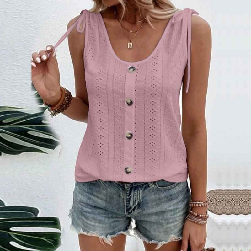 Spring Summer Women's Sexy Sleeveless Tops Casual Solid Color U-neck Vest T-Shirts Women