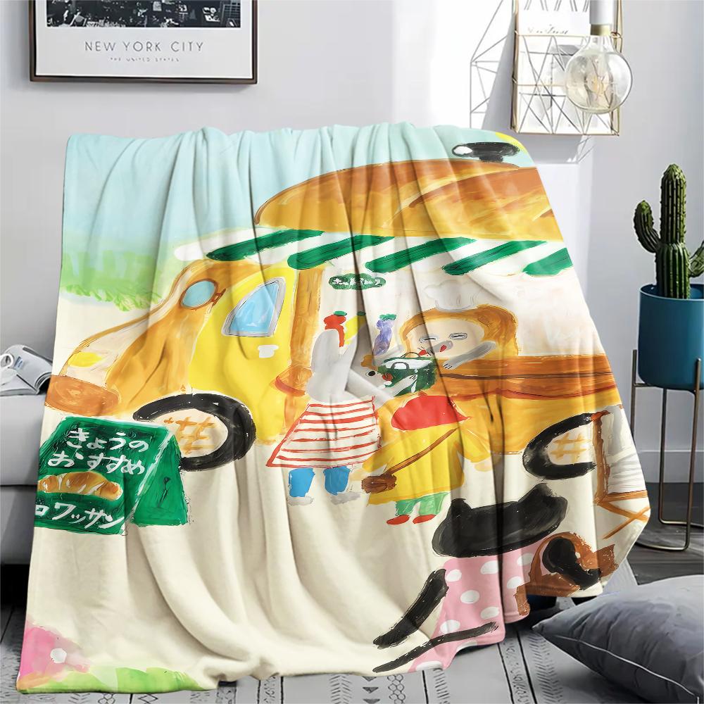 1PC Bread Thief Print Flannel Blanket, High quality All Seasons, Home Decor, Warmth and Comfort, Perfect for Christmas Gifts