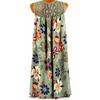 Fashion Women Lace Print Pleated Swing Dress Casual Sleeveless Vest Tank Top