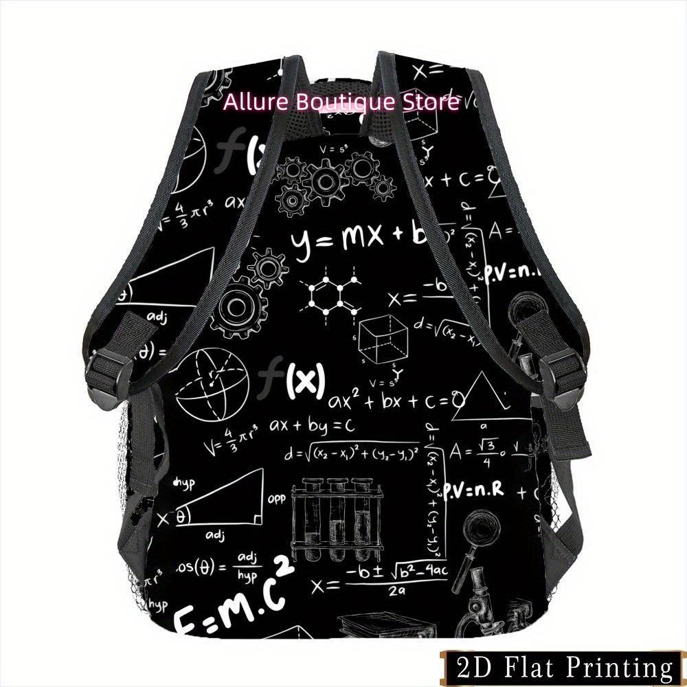 1pc Printed Mathematical Formula Science Symbol Backpack, Zipper Personality Hand Wash Design Multi-purpose Fashion Commuter Pat