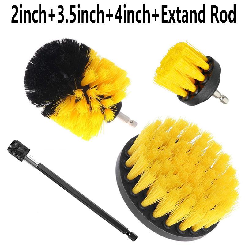 Drill Brush Attachment Set Power Scrubber Wash Cleaning Brushes Tool Kit with Extension for Clean Car Wheel Tire Glass windows Wipers Blades 3