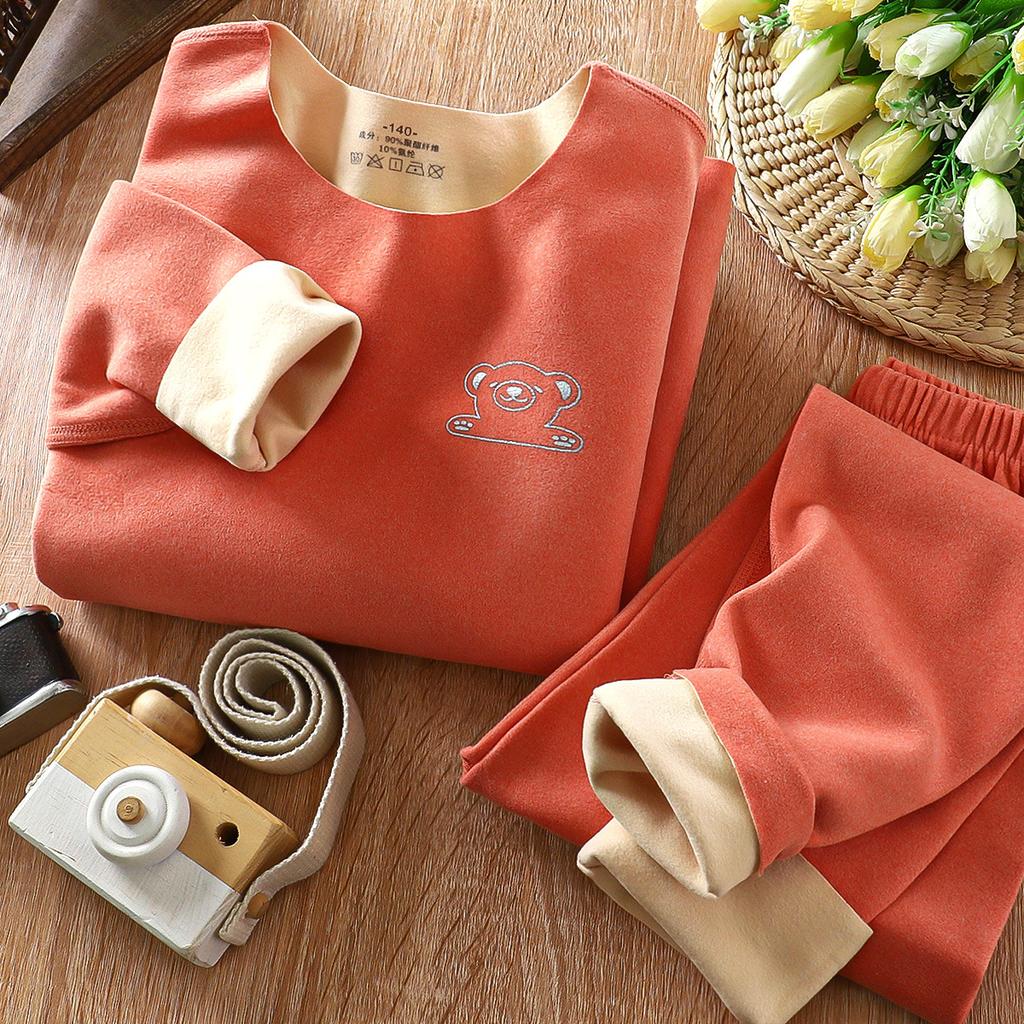 Children's Set Autumn/Winter New Boys' Autumn Clothes and Pants Set, Middle Children's Warm Underwear Set