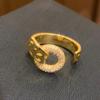 18K Gold Plated Zircon Round Open Ring - High-End Fashion Jewelry for Women