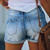 Sommer perforierte gekräuselte elastische Denim-Shorts mit hoher Taille Damenmode Damenbekleidung