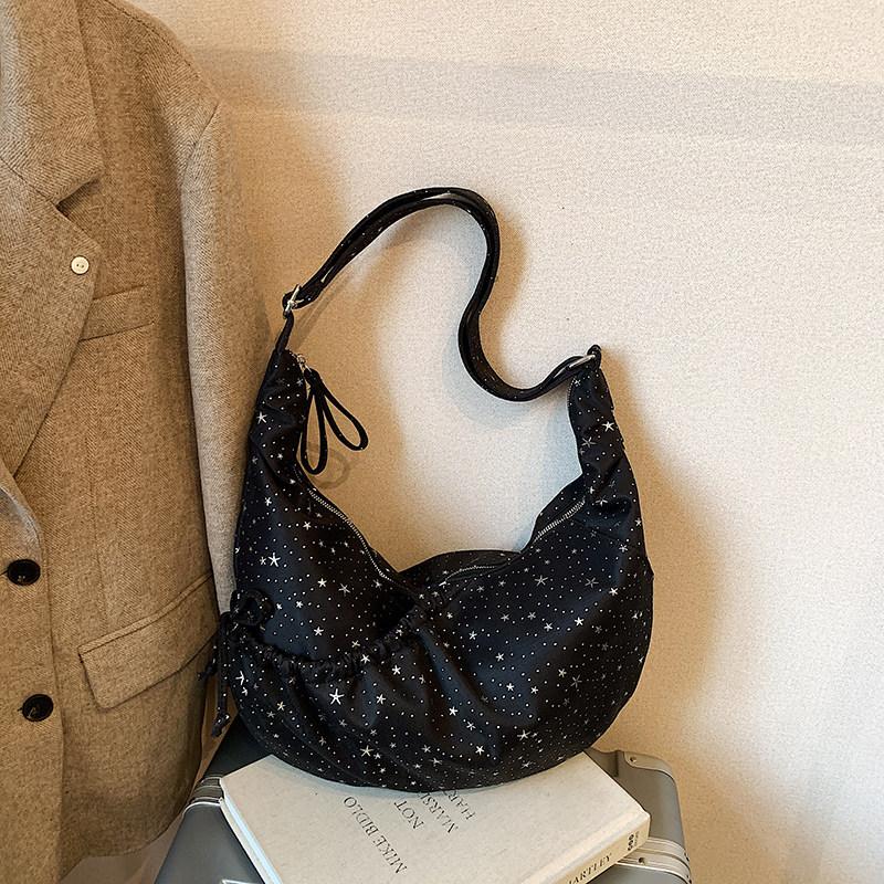 Cute Star Hobos Shoulder Bags for Women Vintage Large Capacity Female Lightweight Underarm Bag Drawstring Design Crossbody Bag
