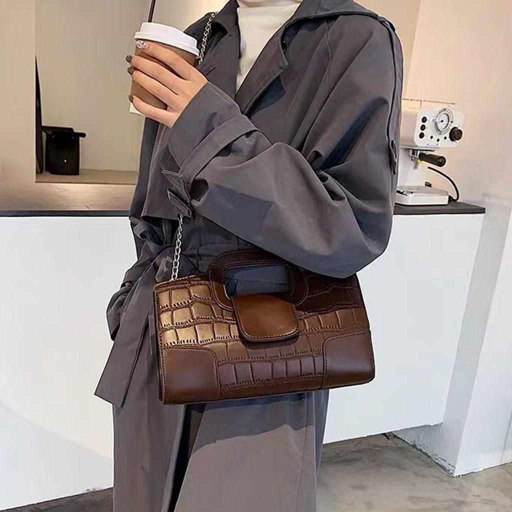 Crocodile Pattern Pu Evening Clutch Bag With Zipper Lock For Ladies
