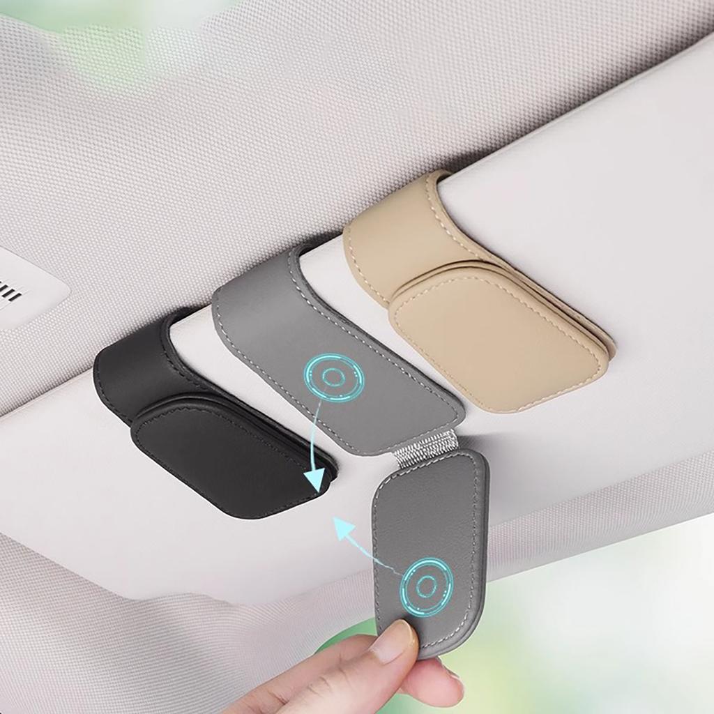 Gancio universale per occhiali da sole per auto, con clip in pelle, portaocchiali magnetico multifunzione, per riporre gli accessori per auto.