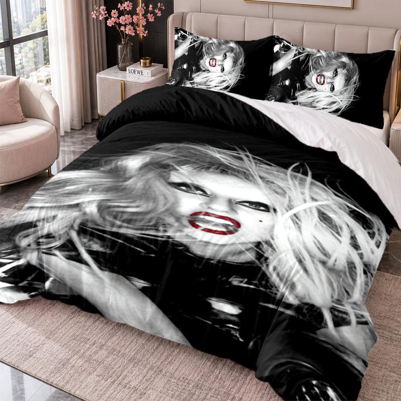 Lady Gaga 3Pcs Bedding Set Duvet Cover With Two Pillowcases For Bedroom Home Decoration