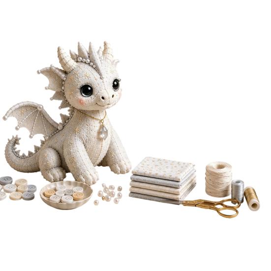 Yousheng DIY Patchwork Meeresbewohner Puppen-Set, Handgemachtes Patchwork-Zwerg Nähset für Heimdekoration, Stoff Cartoon Drachen Patchwork Bastelsets für