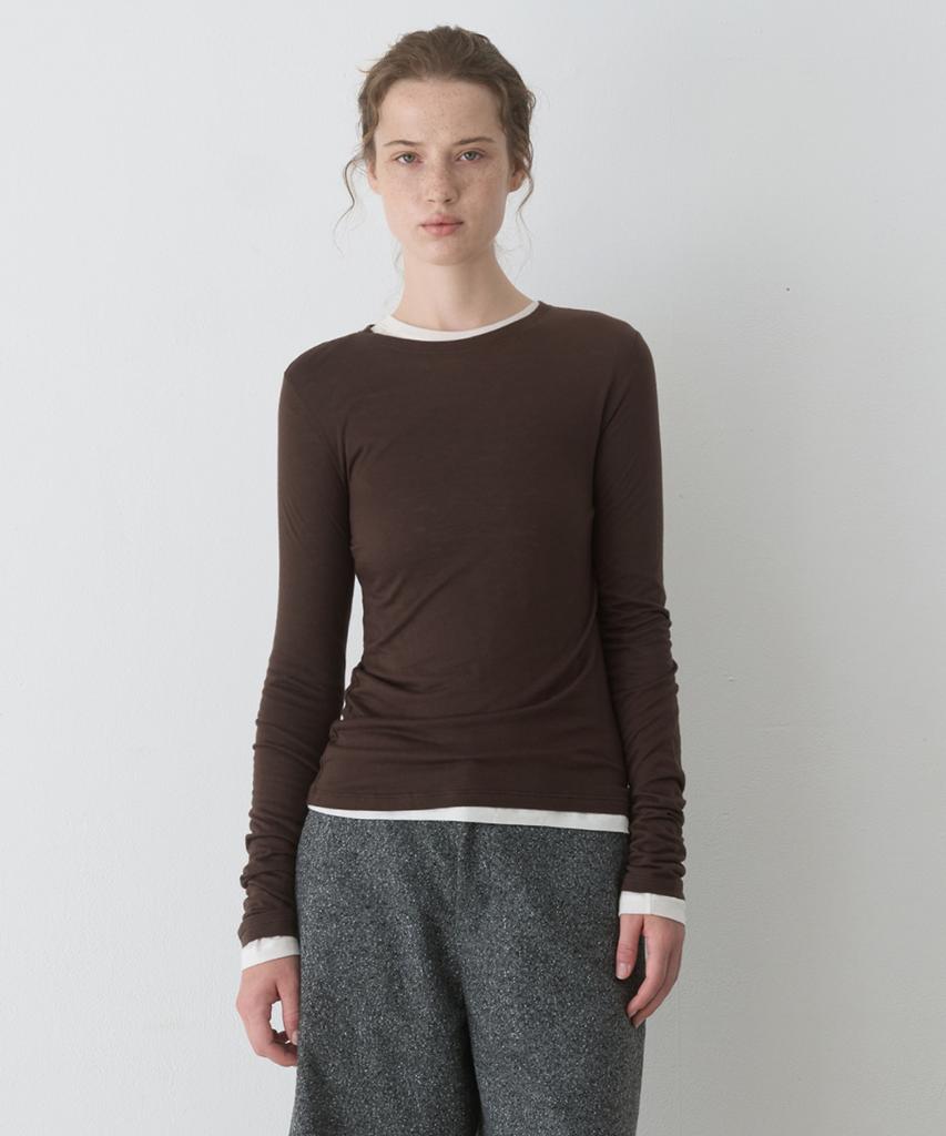 POSZER Soft Tencel Layered Long Sleeve (Brown)