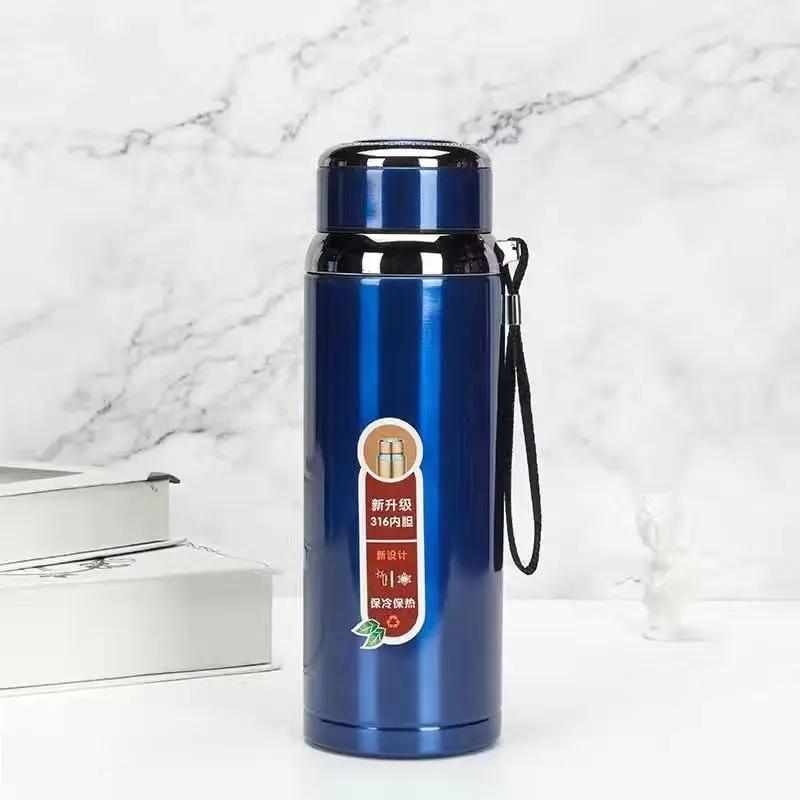 600ML/1000ML Large Capacity Stainless Steel Thermos Portable Vacuum Flask Insulated Tumbler with Rope Thermal Bottle Drinkware