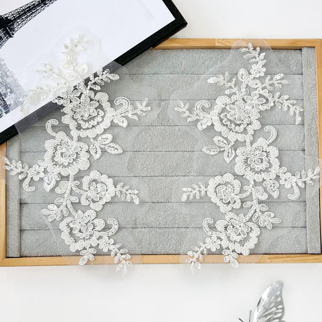 White Wedding Dress, Headgear, Accessories, Three-Dimensional Sequins, Beads, Bone Line, Flower Decoration Accessories