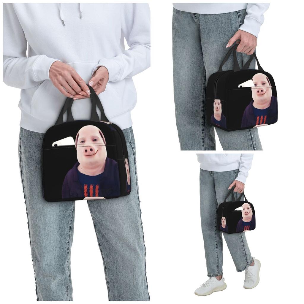 John Pork Smiling Insulated Lunch Bag for Kids School Cooler Thermal Food Box Tote Leakproof Lunch Boxes Container