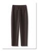 2024 Women's Khaki Wool Acetate Harem Pants - Petite Nine-Point Carrot Style for Autumn/Winter