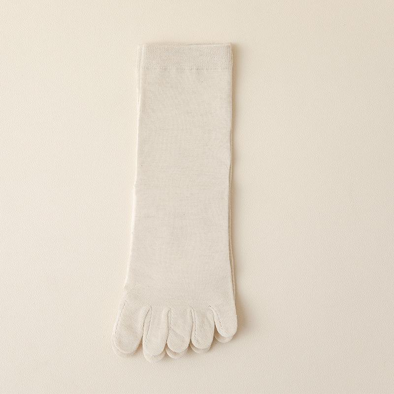 

Однотонные хлопковые носки с пятью пальцами, серые, черные, средние, женские носки, осенне-зимние, теплые, дышащие, носки с пятью пальцами One Size белый