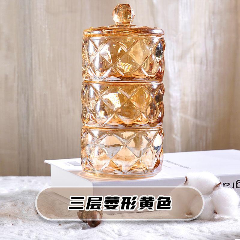 European Creative Luxury Crystal Glass Candy Jar with Lid Dried Fruit Jar Jewelry Storage Box Home Decoration Storage Jar