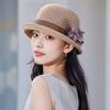Spring Summer New Flower Bucket Hat For Women, Breathable Rolled Brim Knit Cap, Sun Protection Fashion Versatile