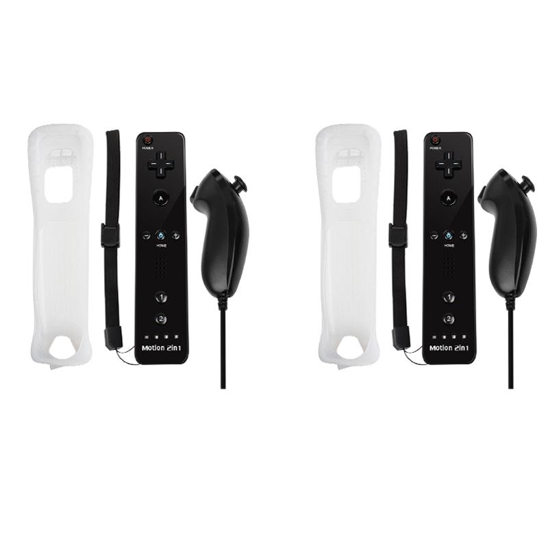 2in1 For Nintendo Wii Controller Set W/ Motion Plus Wireless Joystick Gamepad Remote Control W/ Silicone Case Video Game Console 1