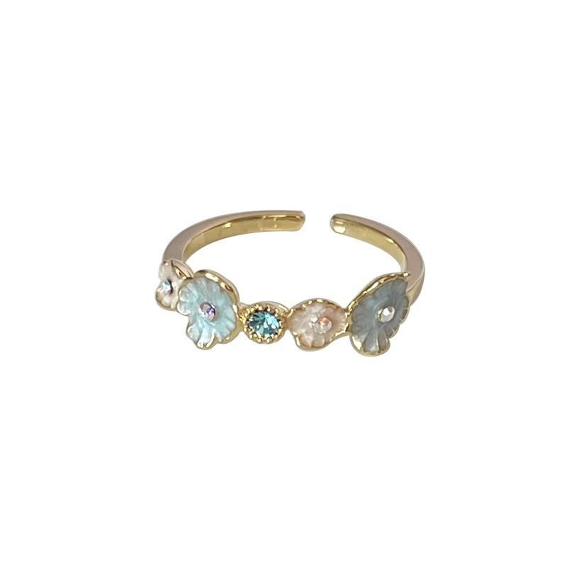 Unique Enamel Blue Mother Of Pearl Ring For Women Fashionable And Elegant Accessory