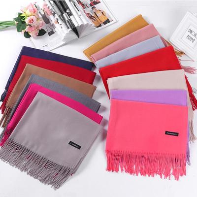 High-End Unisex Winter Red Scarf: Solid Color Imitation Cashmere Shawl & Neck Warmer