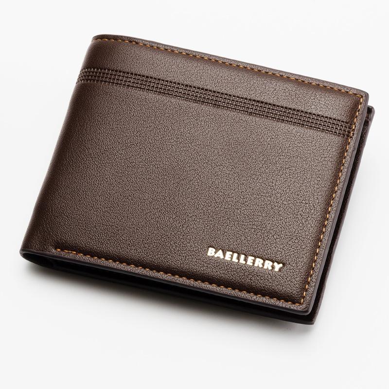 Wallet Men's Short European and American Multi-Card Position Lychee Pattern Business Wallet Horizontal Card Bag
