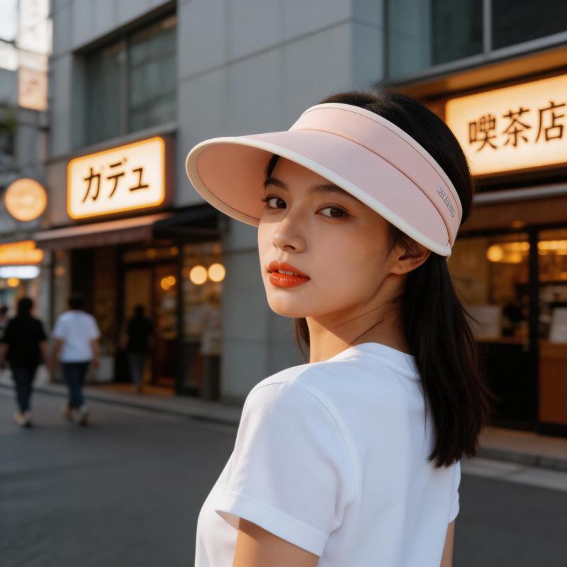Empty Top Sunscreen Hat Women's Outdoor Can Tie Ponytail Large Brim Quick-drying Duck Tongue Sun Hat Embroidered Letter Sun Hat