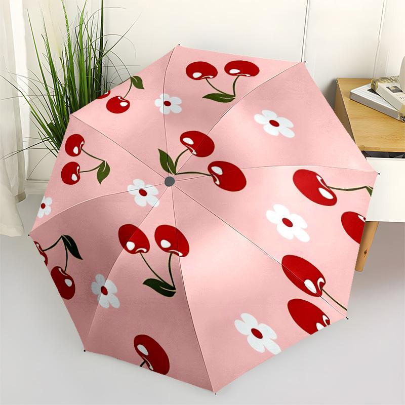 1pz Ombrello Pieghevole Automatico Apri/Chiudi alla Moda Rosa Ciliegia con 8 Stecche, Portatile Antivento, Uso Quotidiano134