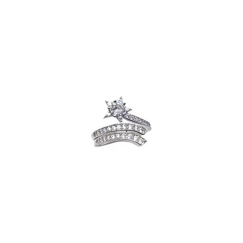 Damenmode Exquisiter Fünfzackiger Stern Diamant Verstellbarer Ring - Leichter Luxus, Trendiger Zeigefinger Stil