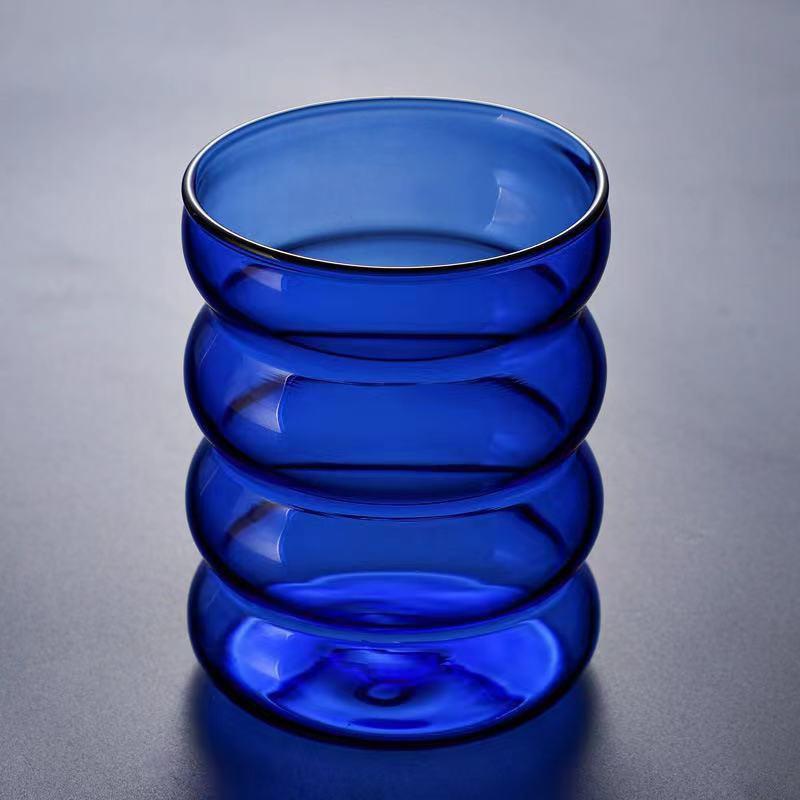 Farbige Raupe Glas Einlagig Hitzebeständig Spiral Kreis Tasse Hochwertig Haushalt Frühstück Saftbecher