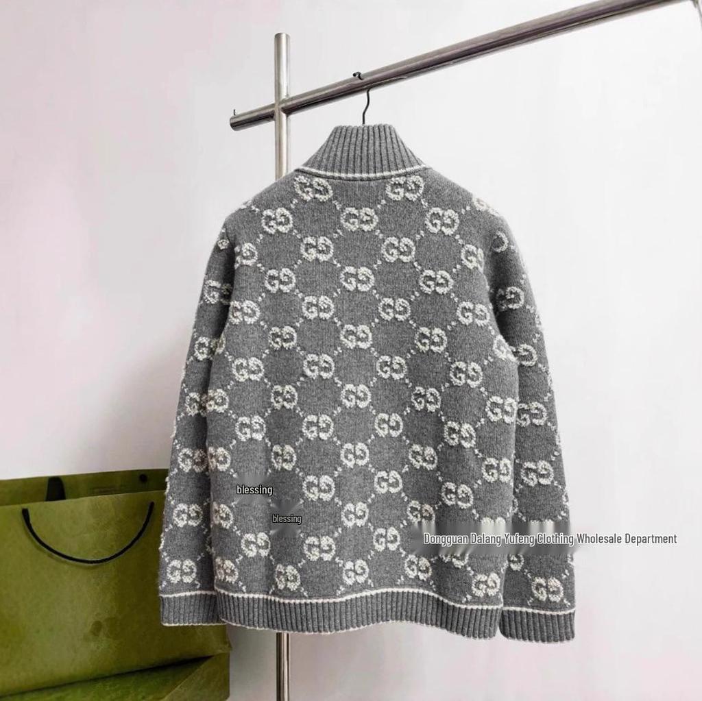 Cardigan in Maglia 3D con Lettere Autunno Inverno: Giacca da Donna a Manica Lunga con Stampa Integrale
