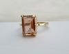 Peach Morganite Quartz 925 Sterling Silver Yellow Gold Overlay Ring Jewelry