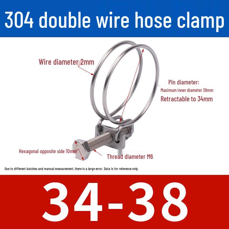 Doppeldraht-Schlauchschelle aus Edelstahl für Feuer-, Wasser-, Gasleitungen - Verdickt