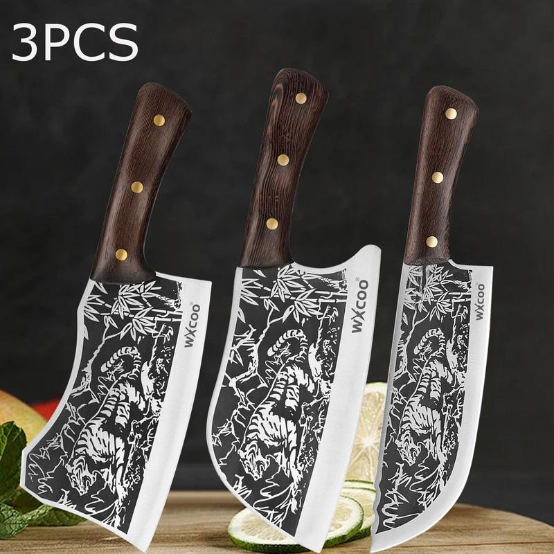 WXCOO Handmade Butcher Knife Multifunctional Kitchen Knife for Cutting Fruit Vegetable Bone Chopping Chef Knife Stainless Steel