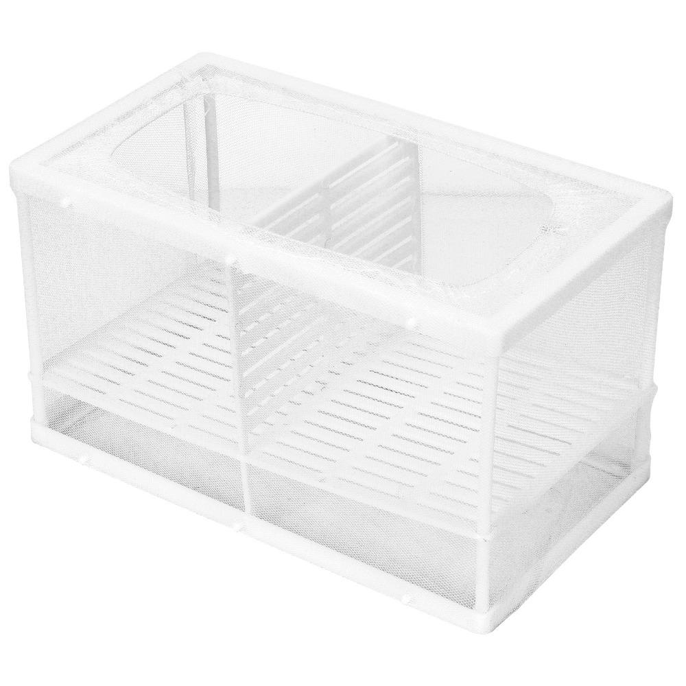 With Suction Cup Aquarium Fish Breeder Box Nylon Mesh With Partition Isolation Box Large Size White 3 Rooms Breeder Hatchery