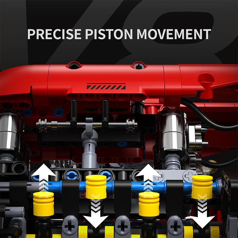 Technical V8 Engine Model Building Blocks Set with Electric Motor DIY Assembly Bricks Construction Set Toy Kids Birthday Gift