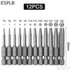 11pcs 100mm /12pcs 50mm 1/4" Hex Bits Driver Tamper Proof Security Drill Magnetic Bit Set Torx Screwdriver Flat Head