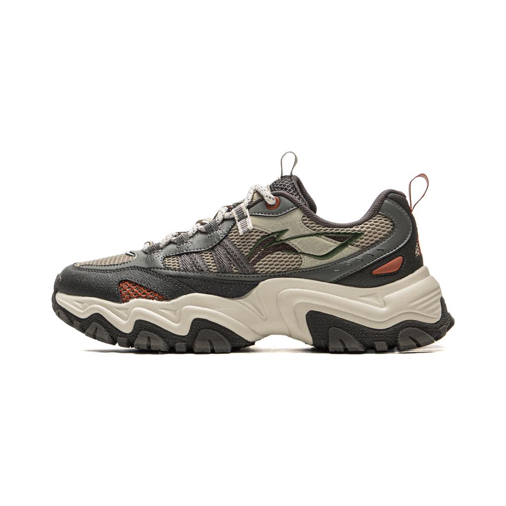 New LiNing Cushioning, Slip Resistant, Abrasion Resistant Support Low Top Chunky Sneakers Men's Gray Black AGCV375-3