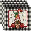 4Pcs Placemats & Coasters Set Christmas Santa Robin Snowman Reindeer Dinner Mats
