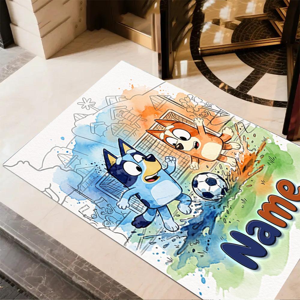 Cartoon Soccer Stars Trophy Customize Your Name Floor Mat Perfect for Kitchen Playrooms Decorate room Bedrooms Anti-slip Rug Decorate Offices
