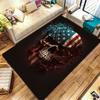American Flag Dog SkullPattern Square Carpet,Area Rug,Carpet Rug for Living Room Bedroom Sofa Playroom Decor,Non-slip Floor Mat,Holiday Birthday Gifts